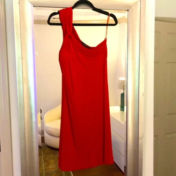 Gucci | Dresses | Gucci Orangered One Shoulder Dress Viscose Small Loose  Fitting Mid Calf Length | Poshmark